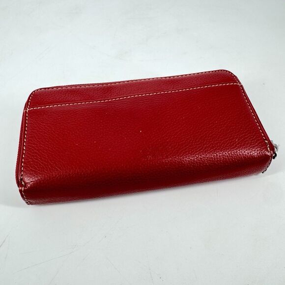 Giani Bernini Red Genuine Leather Zip Around Wallet Organizer 8” X 4” - Picture 5 of 10